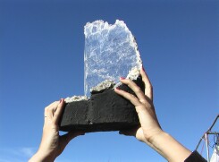 Clear quartz on rocky base